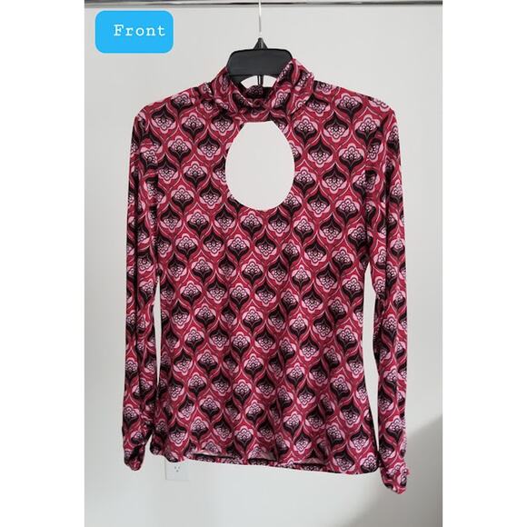 Bisou Bisou Women's Michele Bohot Keyhole Floral top Sz L - Picture 1 of 8